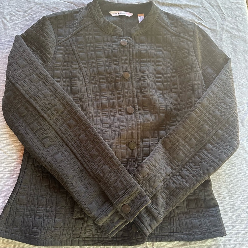 Isaac Mizrahi Black Geometric Pattern Jacket Small‎